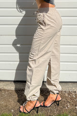 No Plot Needed Parachute Jogger Pants (Coconut Milk)