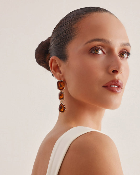 SCARLETTE EARRINGS - GOLD-SMOKEY TOPAZ