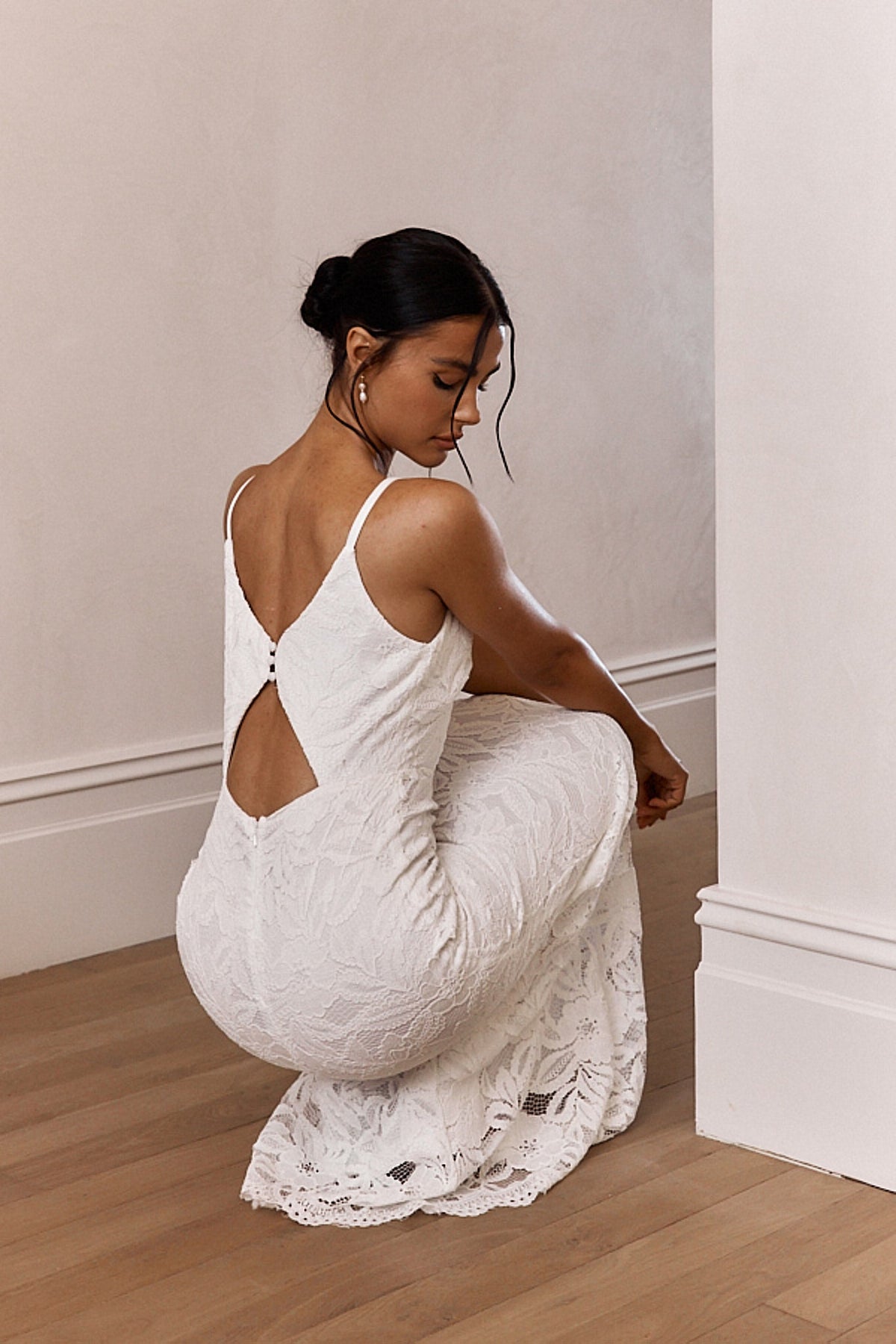 Honey Blossom Keyhole Back Lace Maxi Dress White