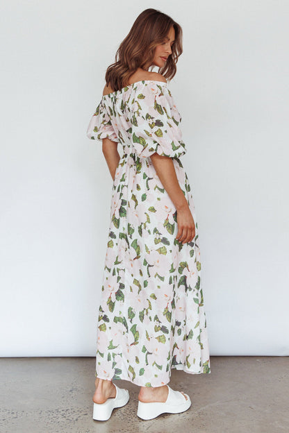 Momentum Off Shoulder Maxi Dress Floral Pink