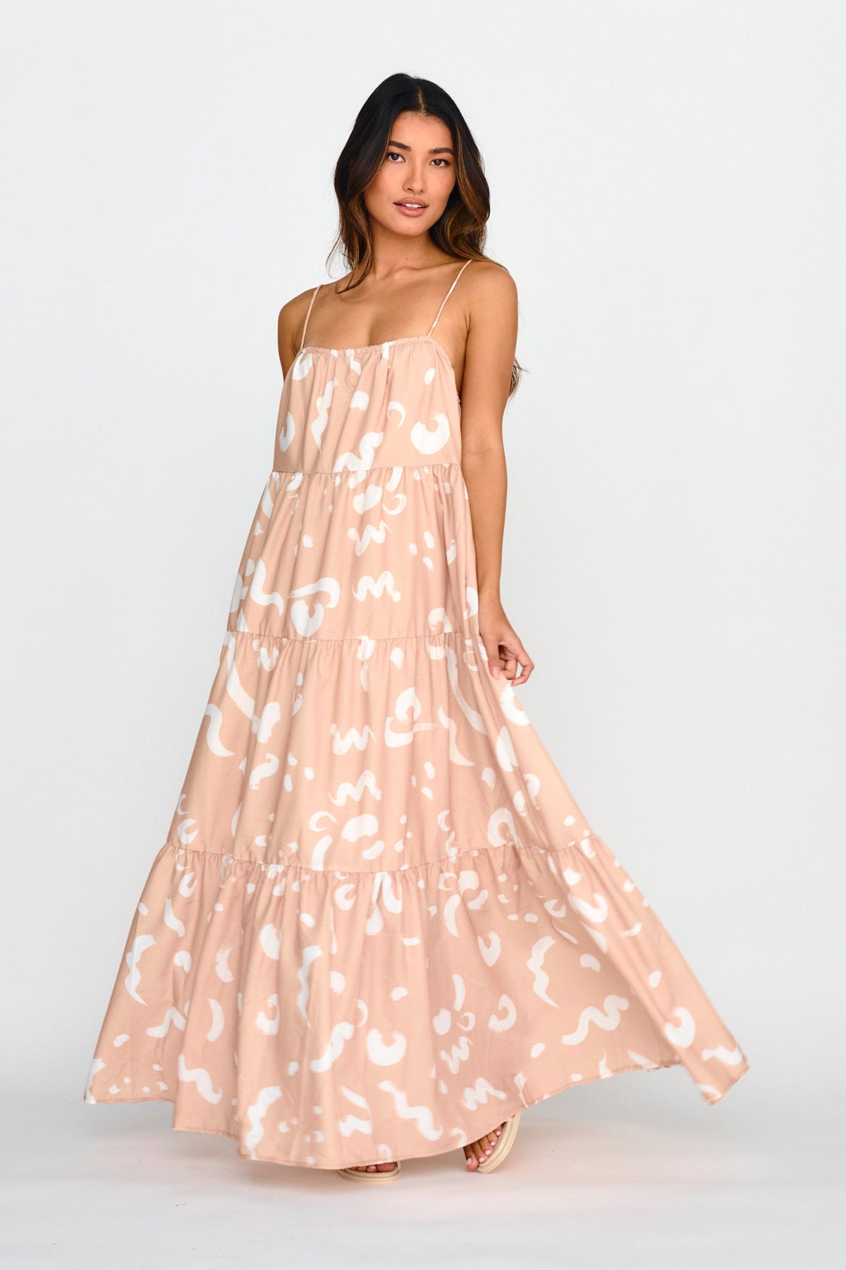Bora Bora Tied Back Maxi Dress Print Beige