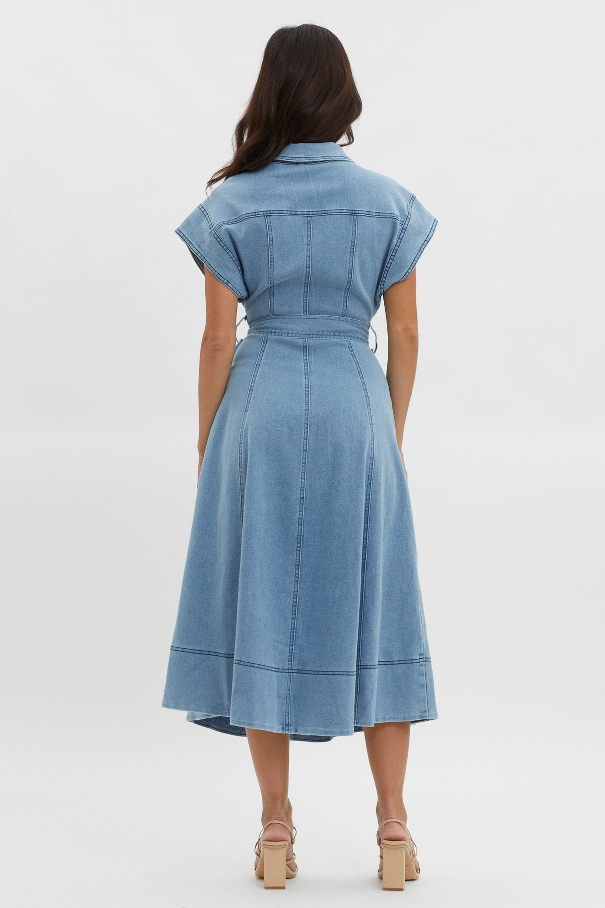 Laureen Short Sleeve Midi Dress Denim Blue