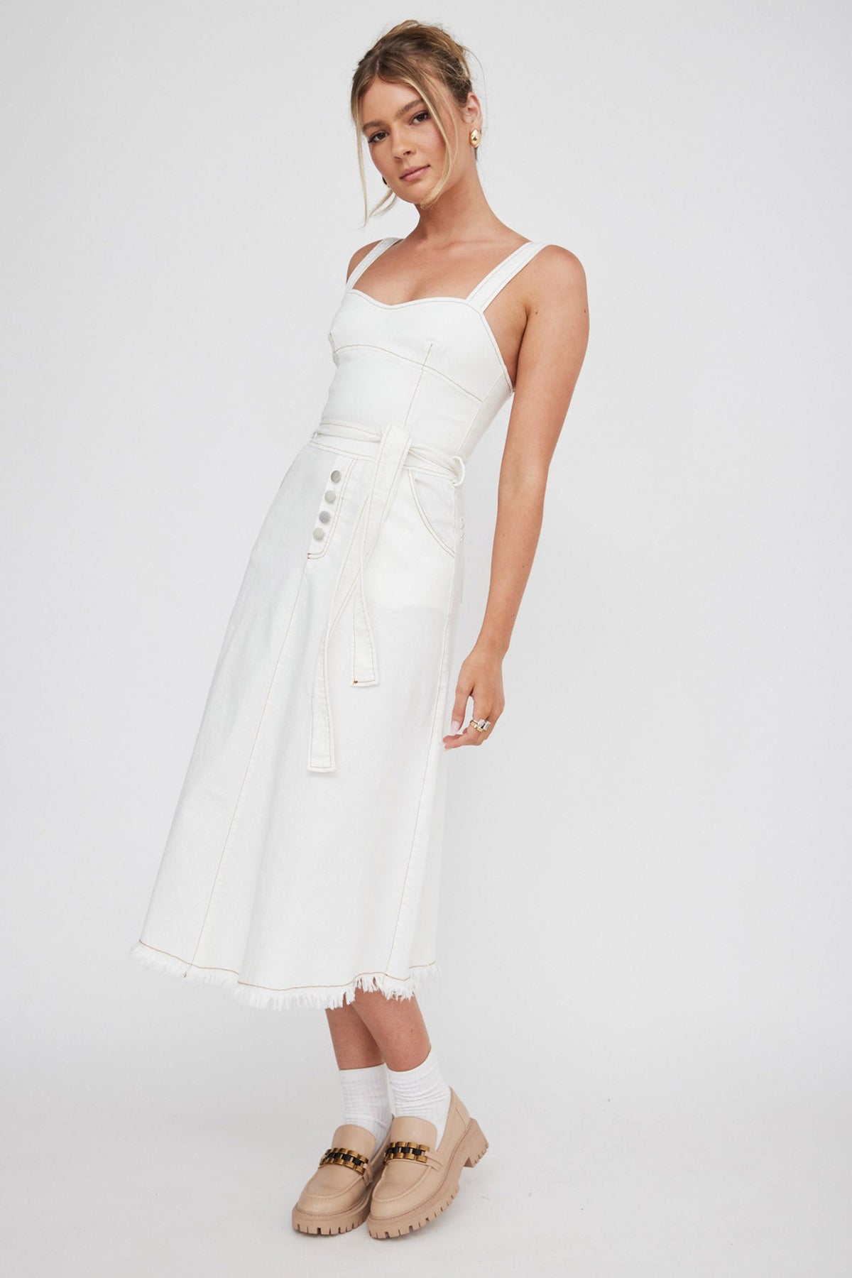 Zenyl Raw Hem Midi Dress Butter