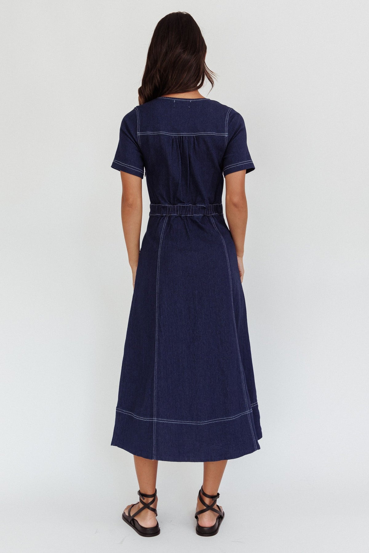 Aspen Love Front Pocket Midi Dress Indigo
