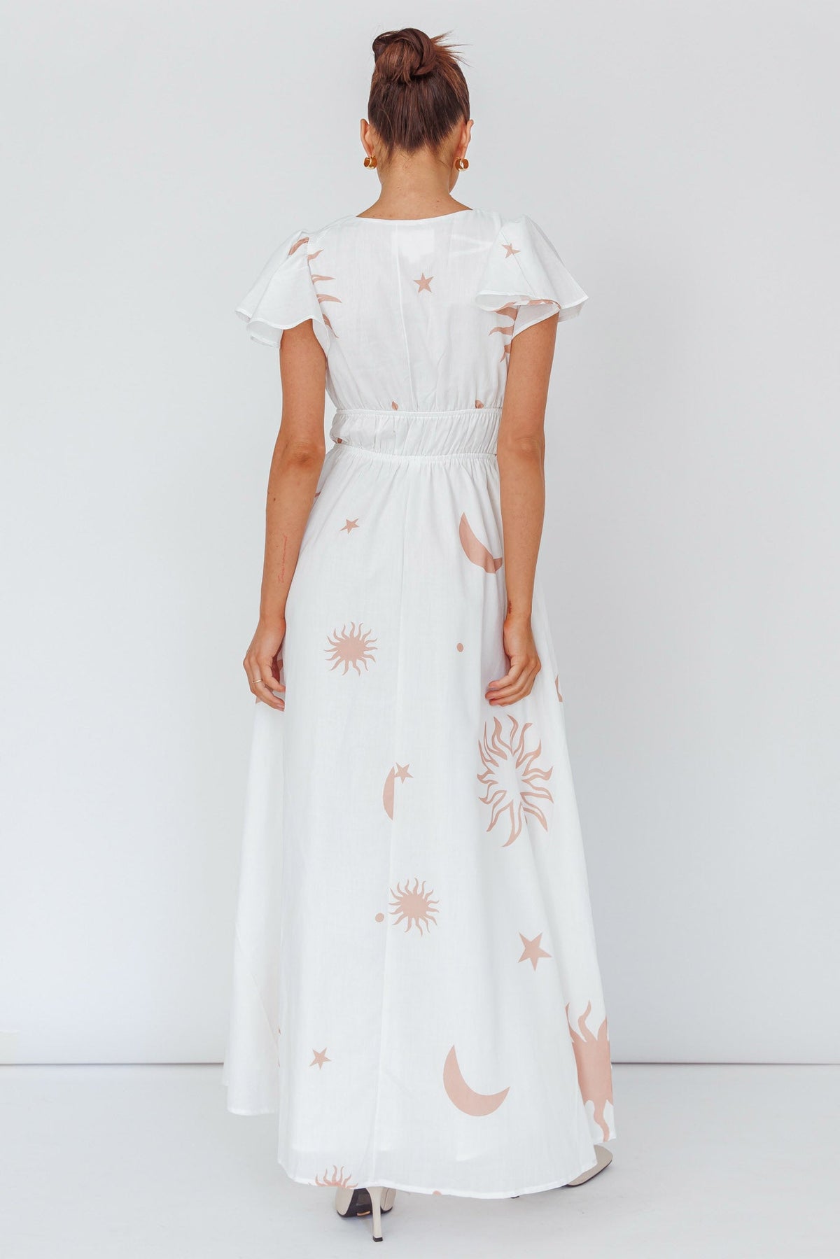 Carnivale Angel Sleeve Maxi Dress White/Beige