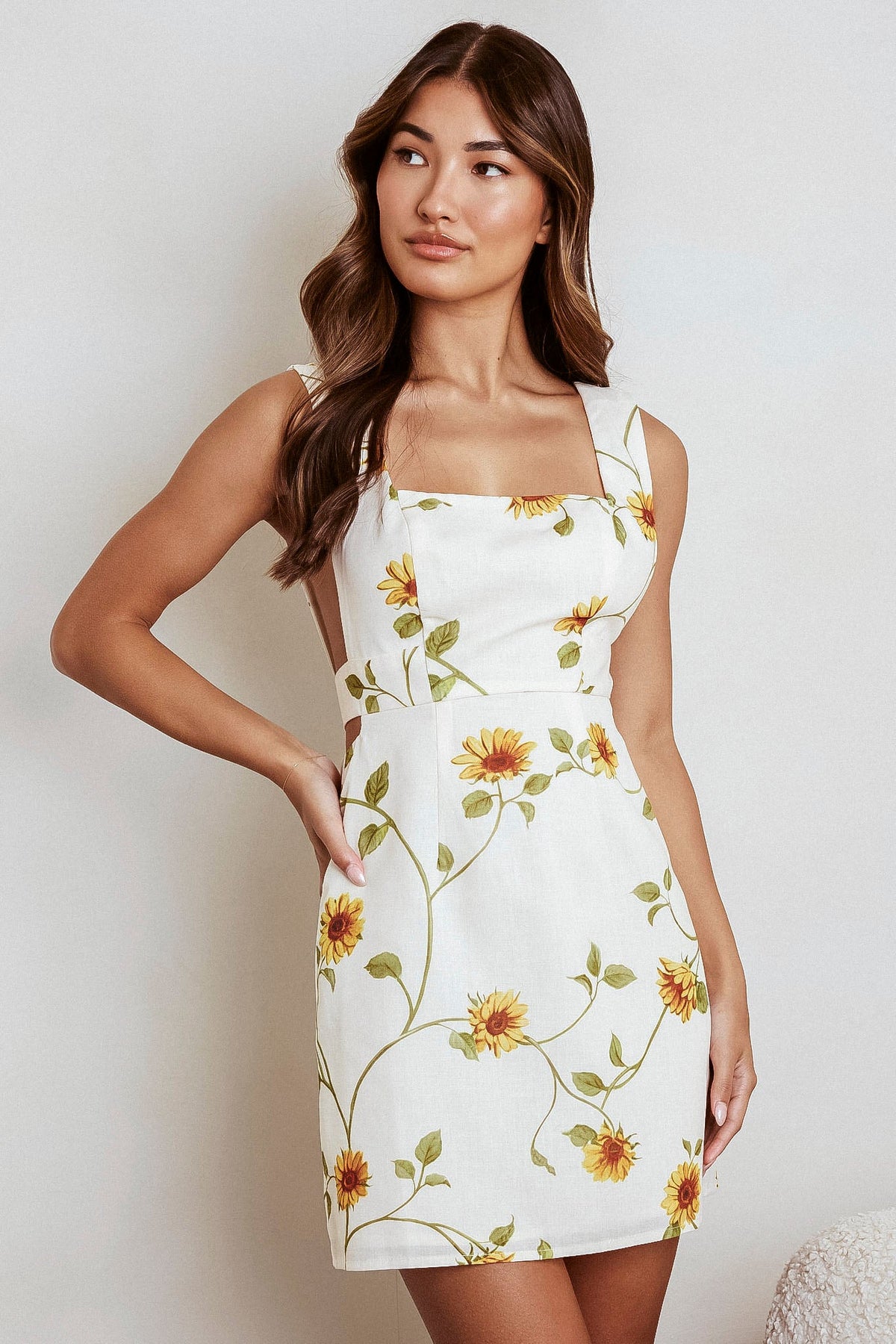 Walking On Sunshine Tied Back Mini Dress Sunflower