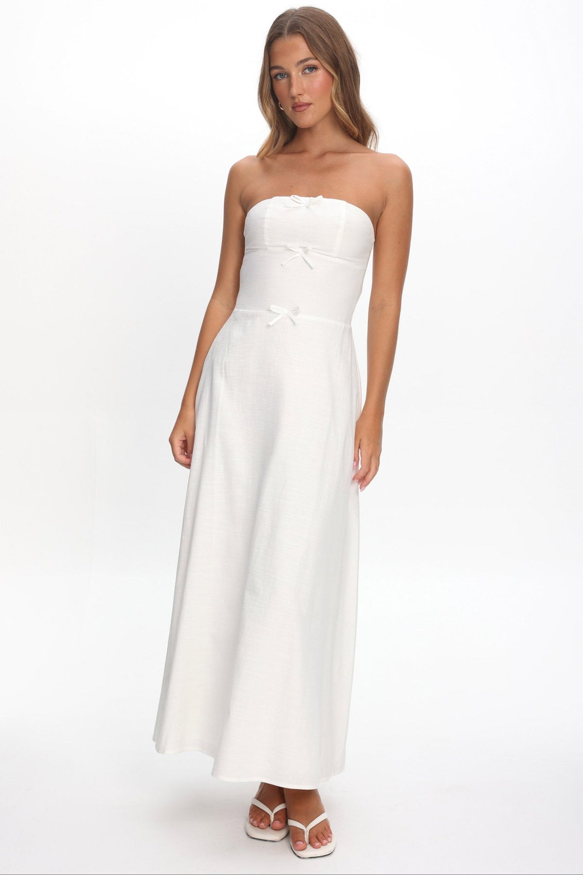 Celandra Bow Bodice Maxi Dress White