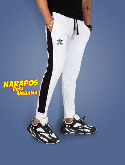 Buso adidas blanco con franja lateral negra
