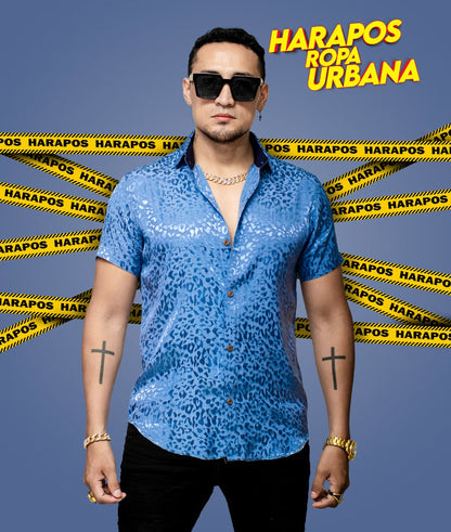 Camisa C-TU brillosa azul