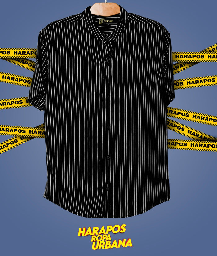 Camisa versace negro a rayas