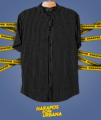 Camisa versace negro a rayas