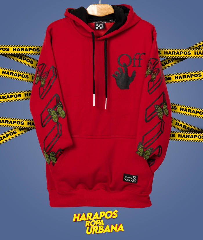 Canguro Off White roja con mariposas
