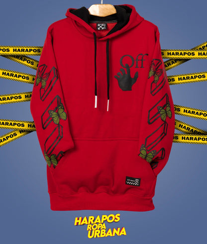 Canguro Off White roja con mariposas