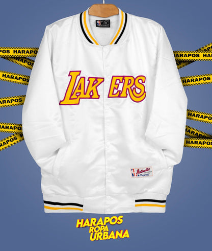 Chamarra Bomber lakers blanco