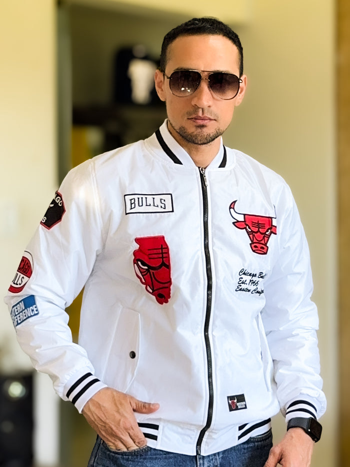 Chaqueta Bomber Chicago Bulls Premium Edición Blanca