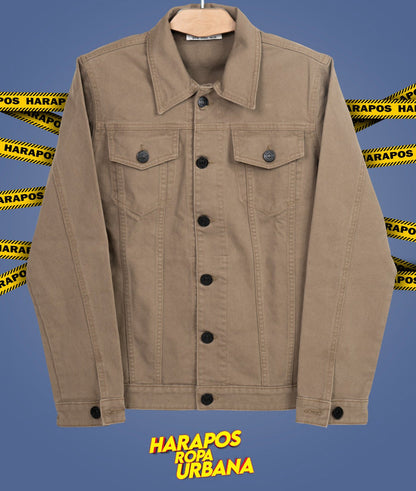 Chaqueta jean essentials basico cafe