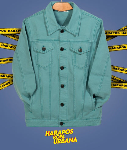 Chaqueta jean essentials basico celeste pastel