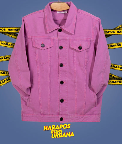 Chaqueta jean essentials basico morado pastel