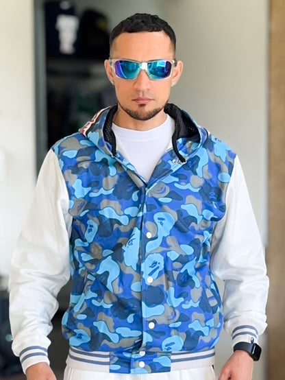 Chaqueta Premium Bape Shark con capucha Camuflada color Azul