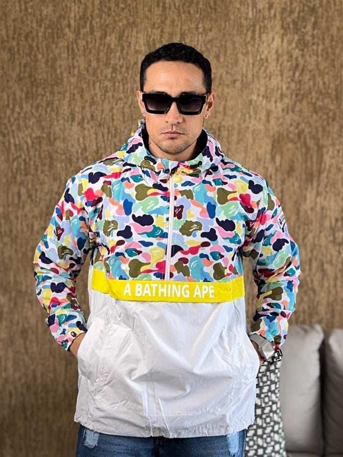 Chaqueta rompevientos bape camufada blanco colorido (Liquidacion)