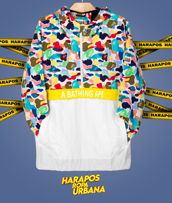 Chaqueta rompevientos bape camufada blanco colorido (Liquidacion)