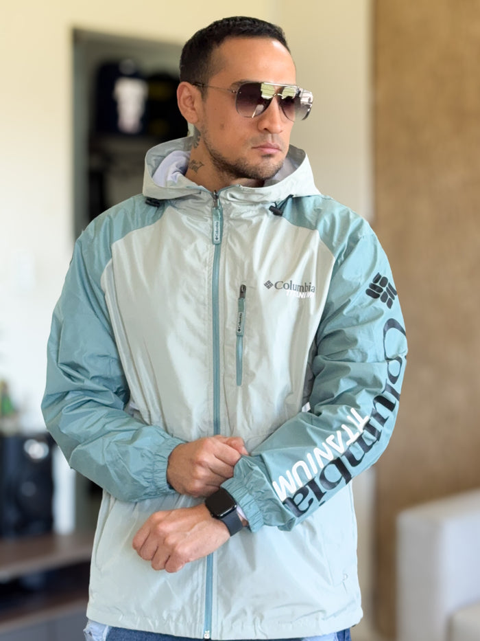 Chaqueta Rompevientos Columbia Premium Verde Agua