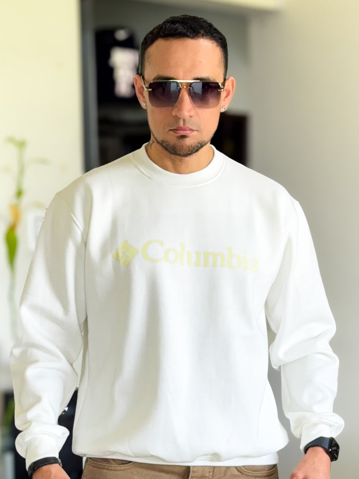 Chompa sudadera Columbia Basica color Blanco PREMIUM