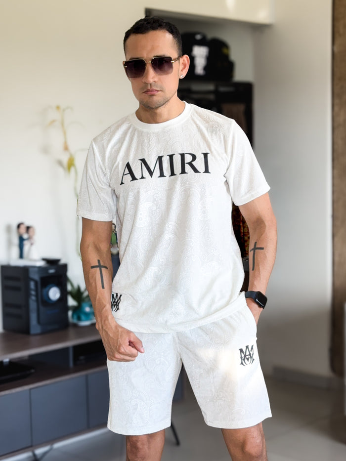 Conjunto de verano AMIRI gamusado grabado en laser Blanco PREMIUM
