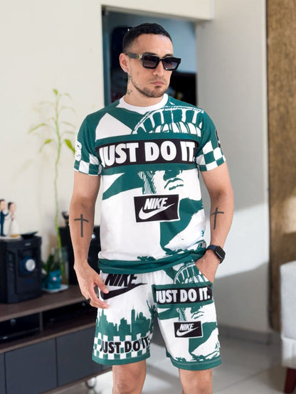 Conjunto de verano nike verde y blanco short + polera