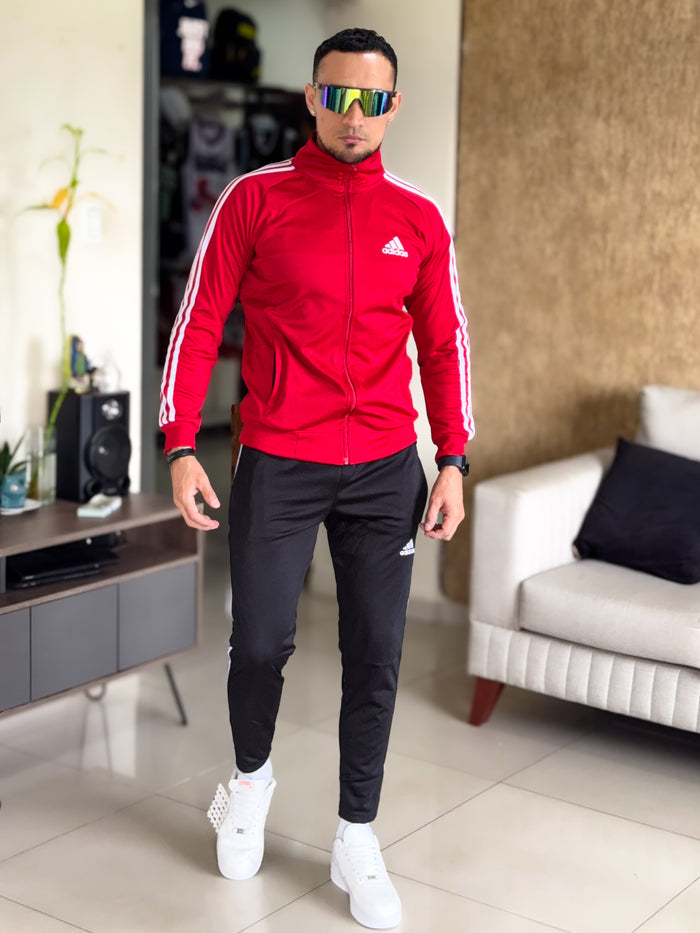 Conjunto Deportivo Adidas clasico Rojo con Negro