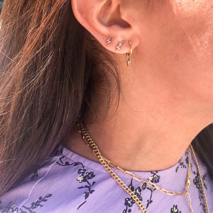 Diamond Mini Lightning Bolt Stud