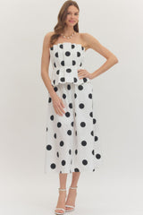 Roslyn Polka Dot Peplum Midi Dress