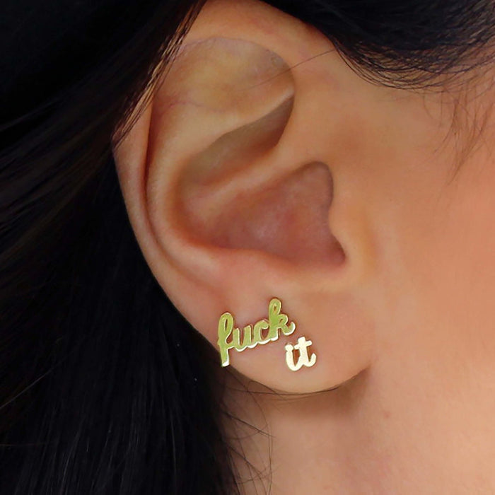 FINAL SALE 14K Gold “fuck-it” Earrings