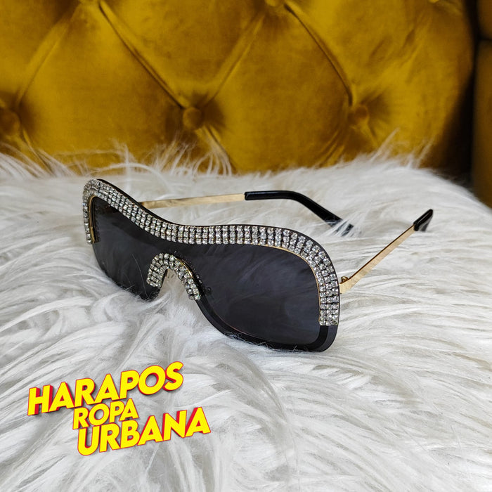 Gafas con diamantes grandes negras