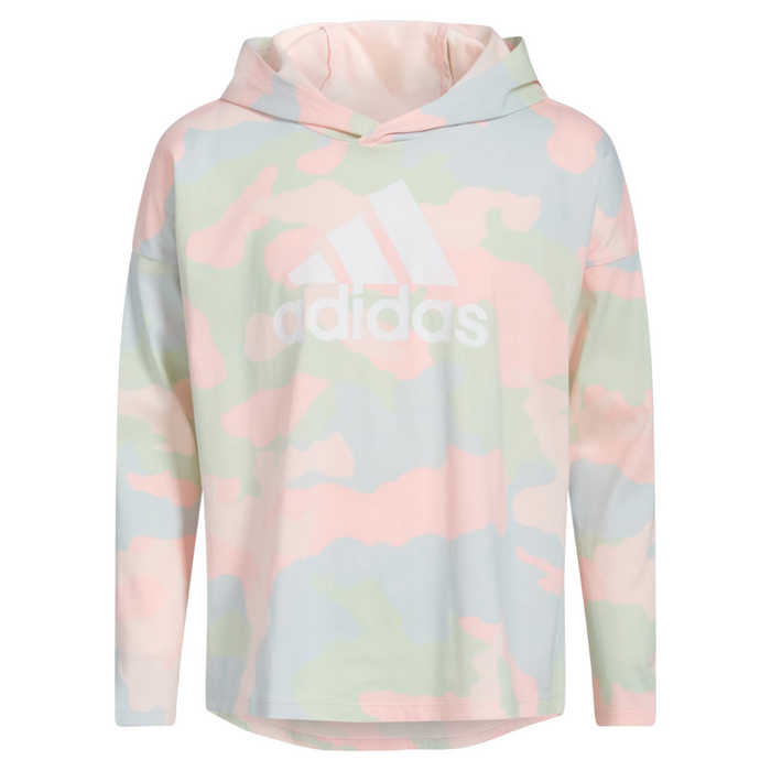 Adidas Girl's Long Sleeve Curve Hem Hooded Tee - AA3247