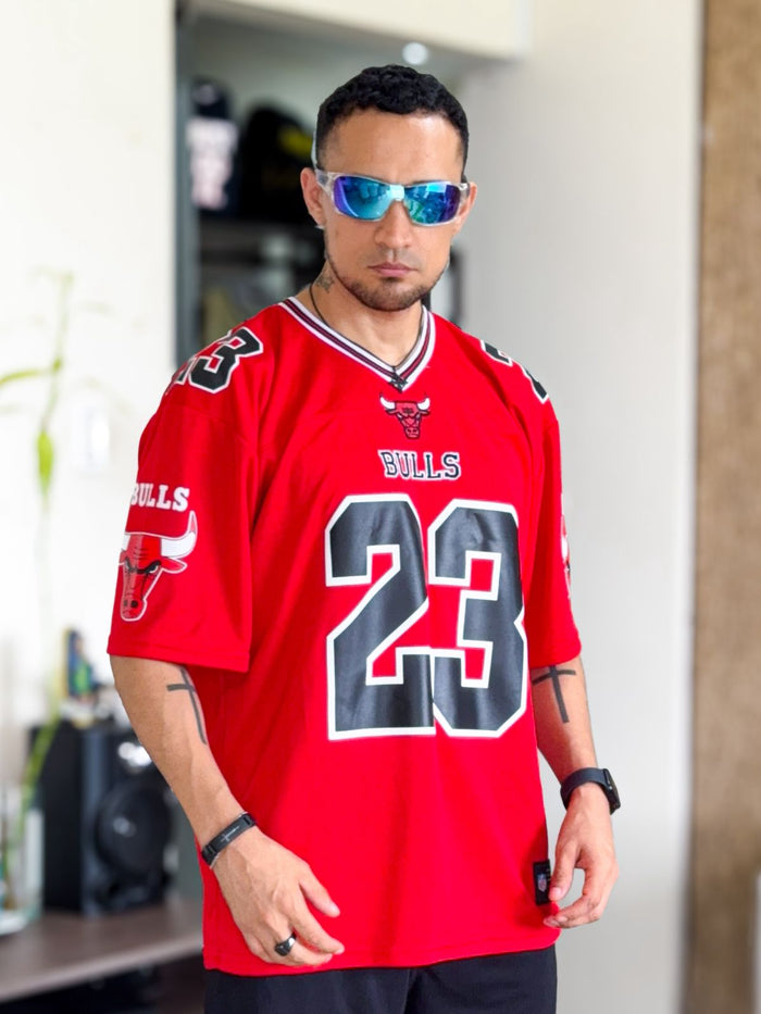 Jersey Chicago Bulls NFL Style 23 Jordan Roja Oversize