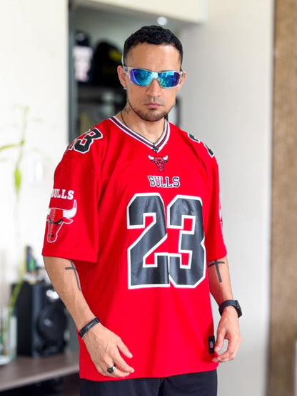Jersey Chicago Bulls NFL Style 23 Jordan Roja Oversize