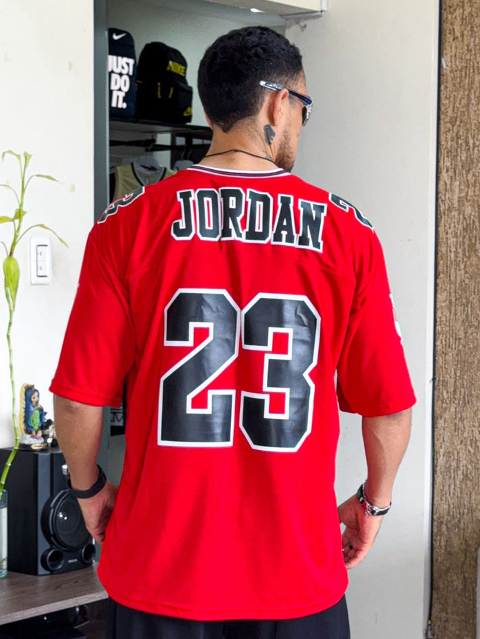 Jersey Chicago Bulls NFL Style 23 Jordan Roja Oversize