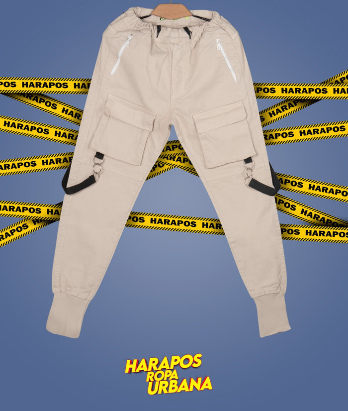 Jogger Club Black 6 bolsillos beige