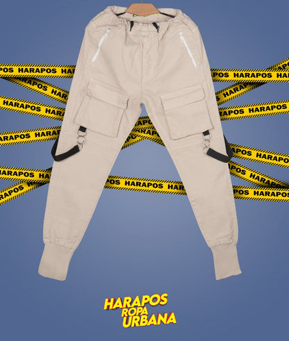 Jogger Club Black 6 bolsillos beige