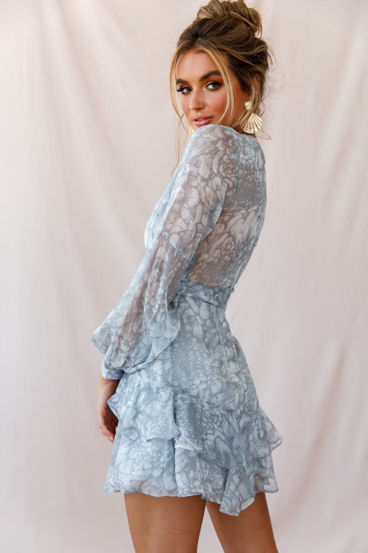 Kerry Layered Balloon Sleeve Dress Grey