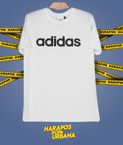 Polera Adidas clasico blanca letras engomadas