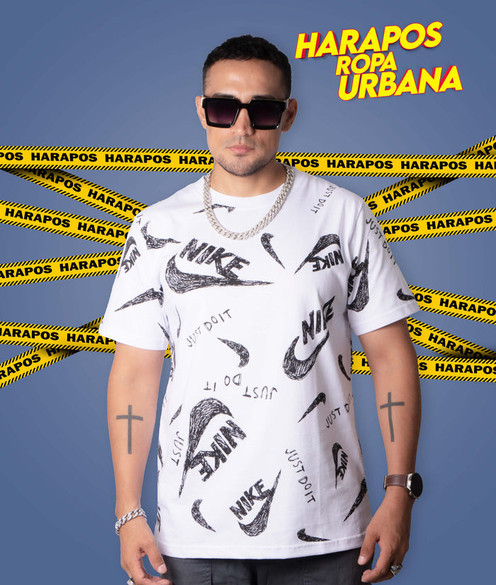 Polera Nike Estilo Grabato Blanca