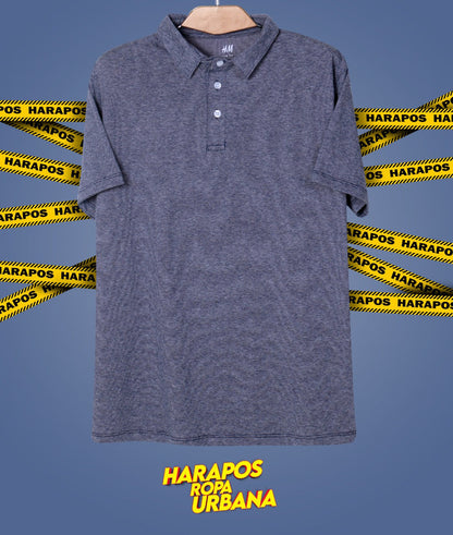 Polera H&M con cuello azul rayada