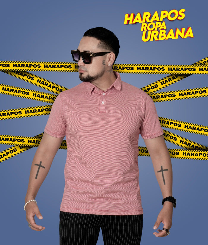 Polera H&M con cuello roja rayada