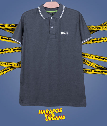 Polera Hugo Boss con cuello plomo