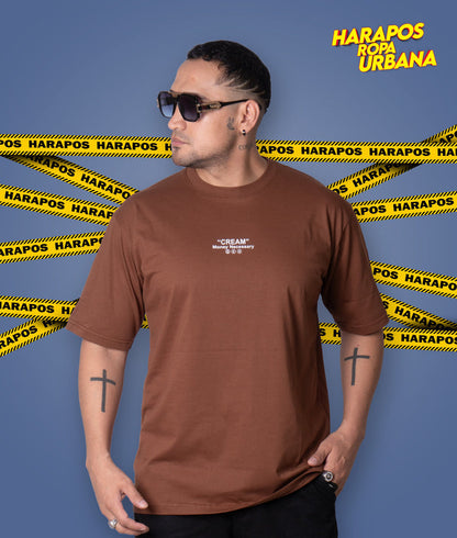 Polera oversize cream cafe
