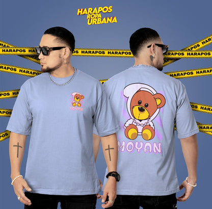 Polera oversize ratslla plomo oso moyan