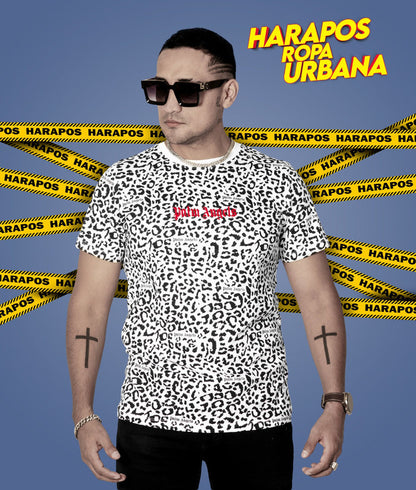 Polera palm angels animal print blanca