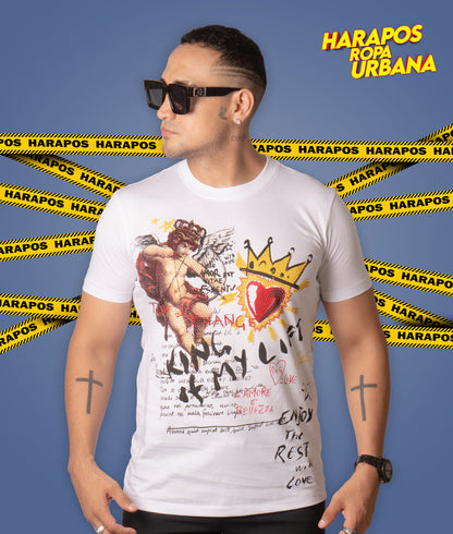Polera palm angels Cupido Corazo blanca
